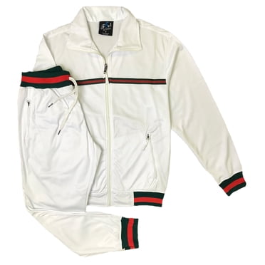 Men's StarLight Active Fashion Stripe Jogger Track Jacket & Trackpants 2 Piece Set