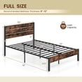 thumbnail image 3 of Costway Full Bed Frame with Tall Industrial Headboard Heavy-Duty Metal Slats Support Brown, 3 of 10