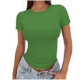 thumbnail image 2 of QIPOPIQ T-Shirts Basiques pour Femmes Col Rond Manches Courtes Courts Hauts Mignons d'Été T-Shirts Ajustés Vêtements Y2k Liquidation 2025, 2 of 6