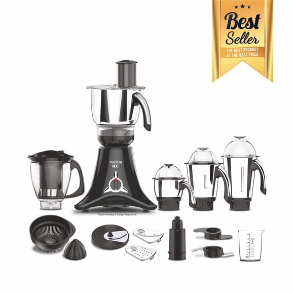 Vidiem ADC 750W Blender Mixer Grinder, 110V, Stainless Steel Blades, 5 Jars with Chef Jar and Juicer for Grinding and Blending