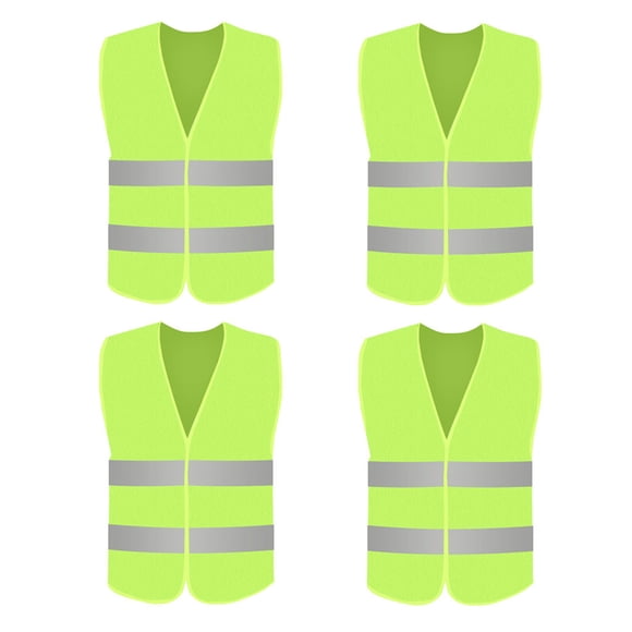 4-Pack High Visibility Reflective Safety Vests, Mesh Construction for Running, Cycling, Night Work, and Emergency Use