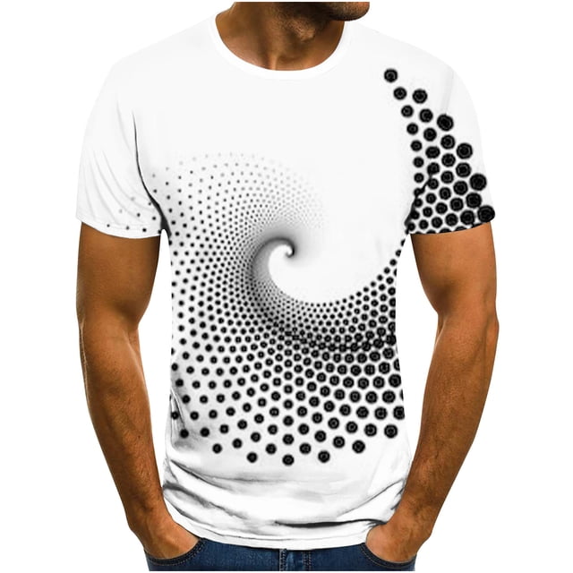 Fridja T-Shirt à Imprimé pour Homme Été Décontracté Grande Taille Manches Courtes Col Rond T-Shirt à Imprimé 3D Haut Graphique Abstrait Fantaisie pour Cyclisme Jogging (Blanc, 3TG) (Blanc, 3TG)