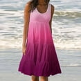 thumbnail image 2 of AherBiu Robe de Plage Grande Taille pour Femmes, Robe d'Été à Dégradé de Couleurs, Froncée, à Volants, Fluide, Midi, Style Camisole, 2 of 5