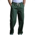 thumbnail image 1 of Mens Casual Fashion Solid Straight Leg Pants Drawstring Elastic Waist Pants RXIRUCGD Vert, Taille: 2TG, 1 of 4