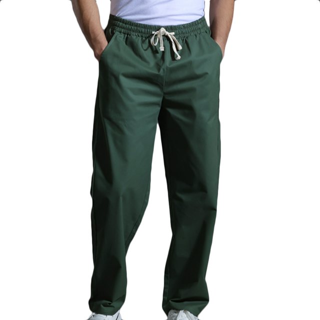 Mens Casual Fashion Solid Straight Leg Pants Drawstring Elastic Waist Pants RXIRUCGD Vert, Taille: 2TG