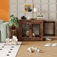thumbnail image 2 of Meuble de Niche pour Chien Walmart - Chenil en Bois Robuste 80x60x66 cm - Table d'Appoint Intérieure Brun Rustique - Doubles Portes Résistantes à la Mastication et Verrouillables - Ventilé, Facile à Nettoyer (Taille 6), 2 of 7