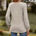 thumbnail image 4 of CEHVOM Women's Round Neck Stripe Matte Solid Color Button Splicing Long Sleeved T-shirt Top Clearance, 4 of 4