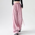 thumbnail image 2 of Timegard Hiking Pants for Women Cargo Pants Wide Leg Elastic Waisted Drawstring Athletic Trousers with Pockets, 2 of 5