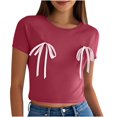 thumbnail image 4 of Pisexur T-shirt Décontracté à Manches Courtes et Col Rond pour Femme, Haut Imprimé, Hauts pour Femmes, Hauts de Sortie pour Femmes, Hauts d'Été pour Femmes Gris, P, 4 of 4