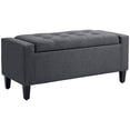 thumbnail image 1 of HOMCOM Banc de Rangement, Banc Ottoman avec Tissu Toucher Lin et Dessus Rabattable, 1 of 10