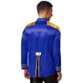 thumbnail image 2 of iiniim Mens 60s Hipper Costume High Slit Gold Trim Add Accessories Sergeant Icon Hippy Fancy Dress Up Royal Blue L, 2 of 6