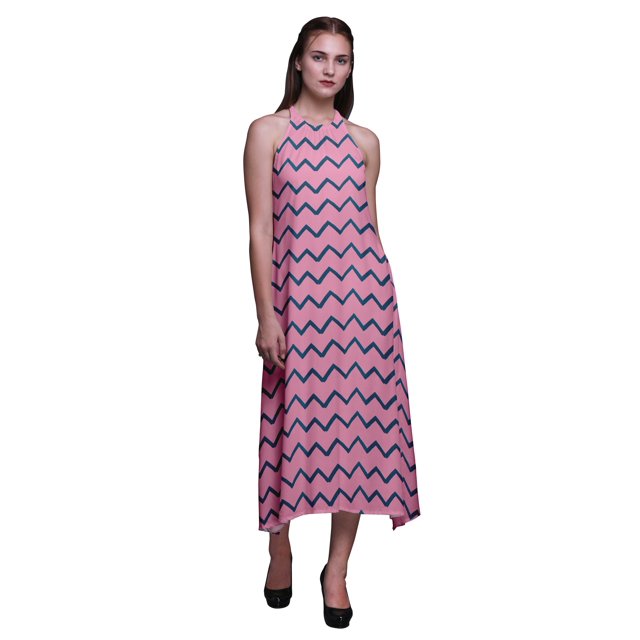 Bimba Robe de Plage Géométrique pour Femmes Dos Nu à Col Licou Été Soirée Fête-Xxx-Grand