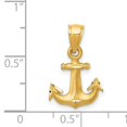 thumbnail image 4 of 14k Yellow Gold Anchor Necklace Charm Pendant Seashore, 4 of 8
