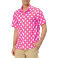thumbnail image 4 of INSPIRE CHIC Men's Summer Polka Dots Shirt Button Down Short Sleeves Pattern Shirts XL Pink, 4 of 7