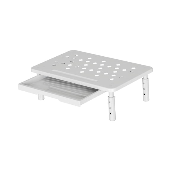 Bunblic Monitor Stand Riser 3 Height Adjustable Desktop Organizer Sturdy Sleek Desktop Monitor Stand with Drawer for Home Dorm Office White