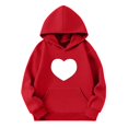 thumbnail image 2 of Milgrthf Chandails à Capuchon et Chandails Molletonnés pour Filles avec Écusson en Forme de Cœur, Poids Lourd, Manches Longues, Col Ras du Cou, Chandail à Capuche à Enfiler pour Préadolescente, Rouge, 3 Ans, 2 of 4