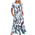thumbnail image 1 of Pisexur Robe à Manches Courtes Col Rond Mode Femme Robe Imprimée Col Rond Blouse Femme, 1 of 4