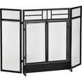 thumbnail image 1 of HOMCOM 3-Panel Steel Mesh Fireplace Screen, Decorative Fire Spark Guard Cover with Double Doors, 47x31in, Black, 1 of 9