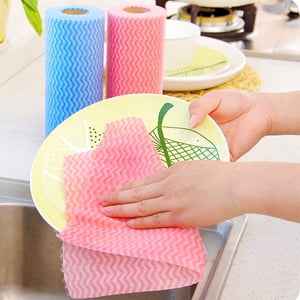 Disposable Cleaning Towels Reusable Cleaning Cloth Handy Cleaning Wipes Washable Kitchen Paper Towels Dish Rags Multi Use Wiping Rag Household Supplies 50 Count/Roll (Blue)