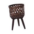 thumbnail image 3 of DOLITY Rattan Basket Floor Planter Versatile Home Decor for Home Office Wooden Legs Brown 33x21cm, 3 of 9