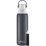Brita Bouteille d'eau filtrant en acier inoxydable isolant avec paille, bouteille d' eau sans BPA pour les sports, les voyages ou la randonnée, Idéal pour le cadeau, boucle facile à transporter, couvercle étanche, 26 Oz,