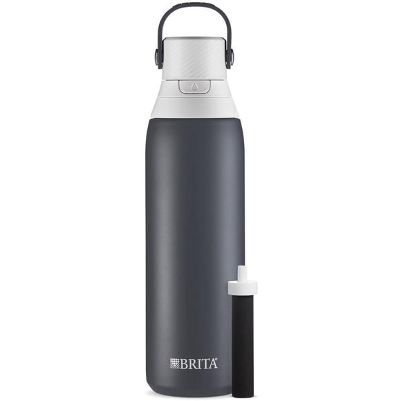 Brita Insulated Stainless Steel Filtering Water Bottle with Straw, BPA-Free Water bottle for Sports, Travel or Hiking, Great for gifting, Easy-carry loop, Leak-proof lid, 26 Oz,