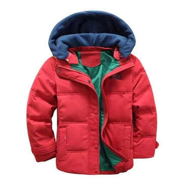 WENXIAOO Toddler Boy Winter Coat Kids Puffer Jacket with Pocket Zipper Hooded Coat Solid Color Long Sleeve Outerwear Coats for Boys 5-6 Years
