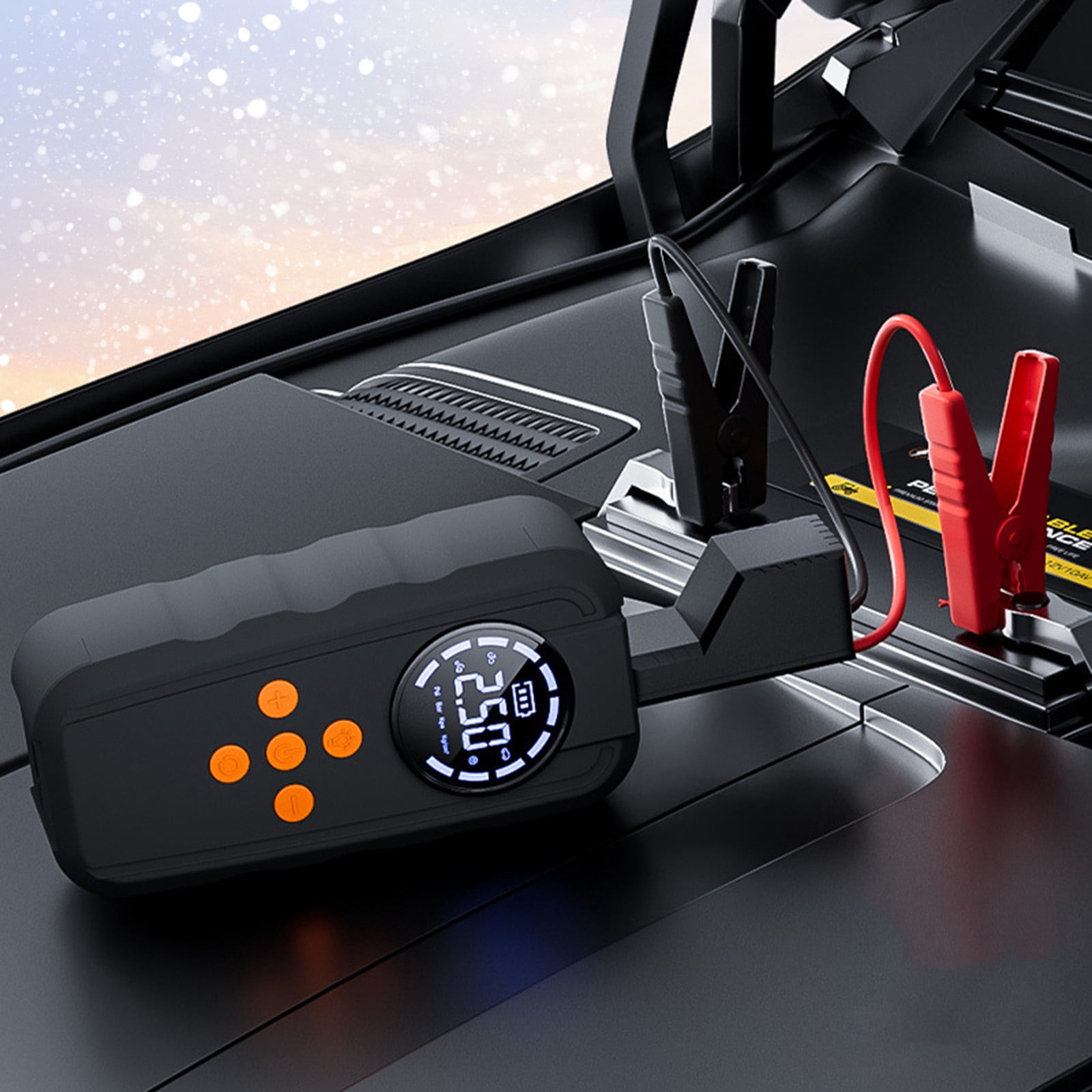 Portable Car Jump Starters And Inflator Pump 150PSI 6000A 120W 12V Car Jump Starters Pack For 2.0L Gas With LCD Display 4 Lights And Type-C Charger