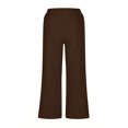 thumbnail image 3 of Yuyuzo Wide Leg Pants for Women High Waist Cotton Linen Drawstring Ruched Solid Color Boho Beach Trousers, 3 of 5