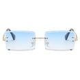 thumbnail image 4 of Milaget Chic Rectangle Cut Rimless Sunglasses Tinted Lens Eyeglasses Eyewear Shades Blue, 4 of 7