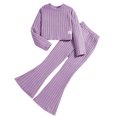 thumbnail image 1 of 2025 s 2 Piece Outfits Outfit Long Sleeve Crop Tops Stuff for S Sweatshirt Ribbed Shirts and Clothes Flared Pants Jogger Pants Clothes for Teen S Crop Tops, 1 of 8