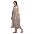 thumbnail image 4 of Moomaya Printed Womens Button Placket Mid Long Nightdress Cotton Night Gown, 4 of 5