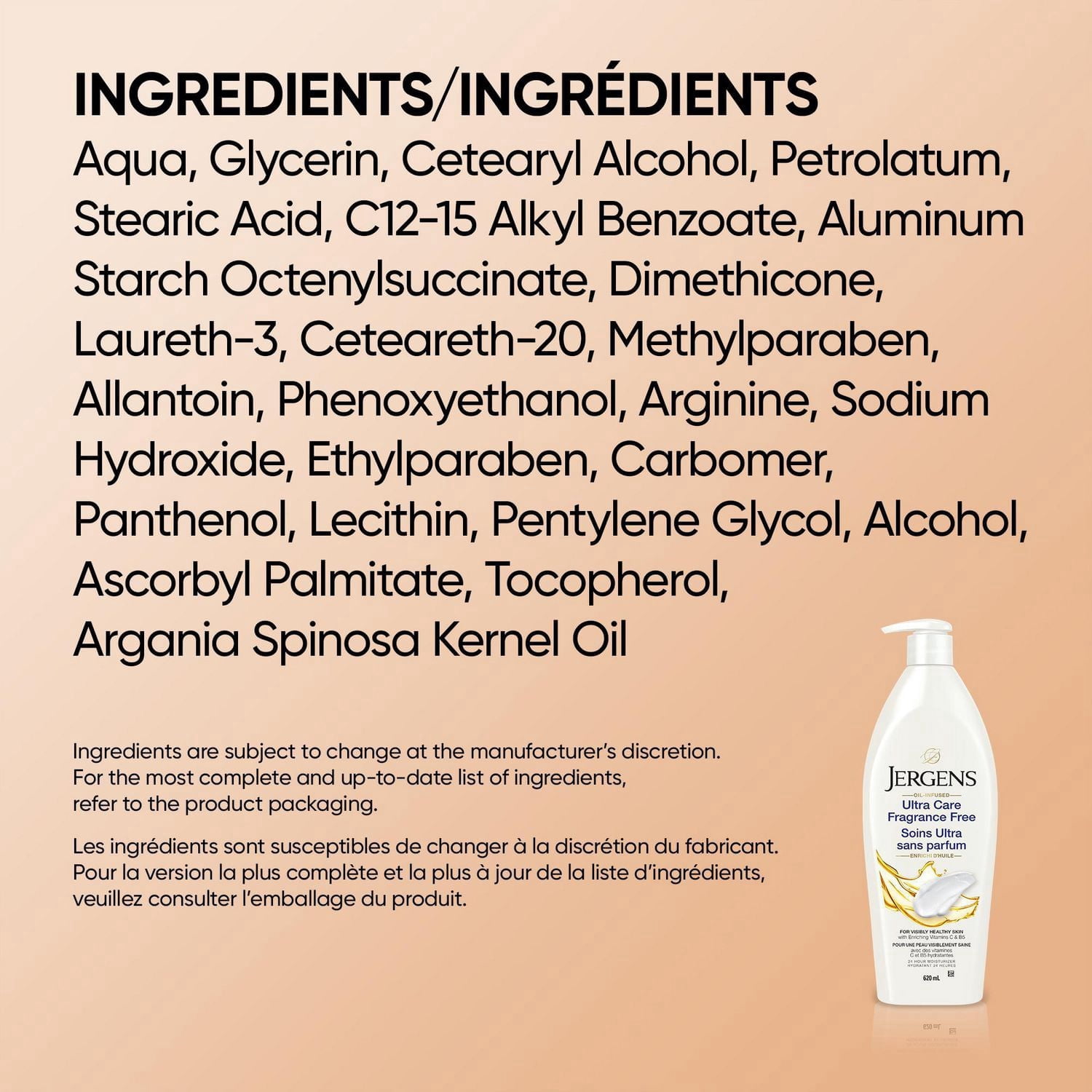 Hydratant pour le corps Soins Ultra sans parfum pour la peau sèche de Jergens (620mL)