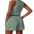 thumbnail image 3 of Ensemble de Shorts pour Femmes Sans Manches Col Rond avec Shorts Assortis Unis, 3 of 4