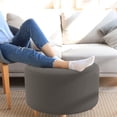 thumbnail image 3 of Lipstore Housse Extensible pour Pouf Pantoufles Pouf Rond pour Salon Repose-Pieds Extensible Gris (Housse Seulement), 3 of 13