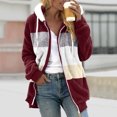 thumbnail image 1 of EGNMCR Womens Winter Fuzzy Fleece Jacket Hooded Color Block Patchwork Cardigan Zipper Pullover Coats Outerwear with Pockets, 1 of 5