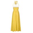 thumbnail image 5 of HKEJIAOI Robes Décontractées Soldes Liquidation Robe Fleurie pour Femmes Mode Décontractée Été Sans Manches Col Rond Robe à Pois Col Licou Fermeture Éclair Robe pour Femme Longues Robes Jaune, 5 of 5
