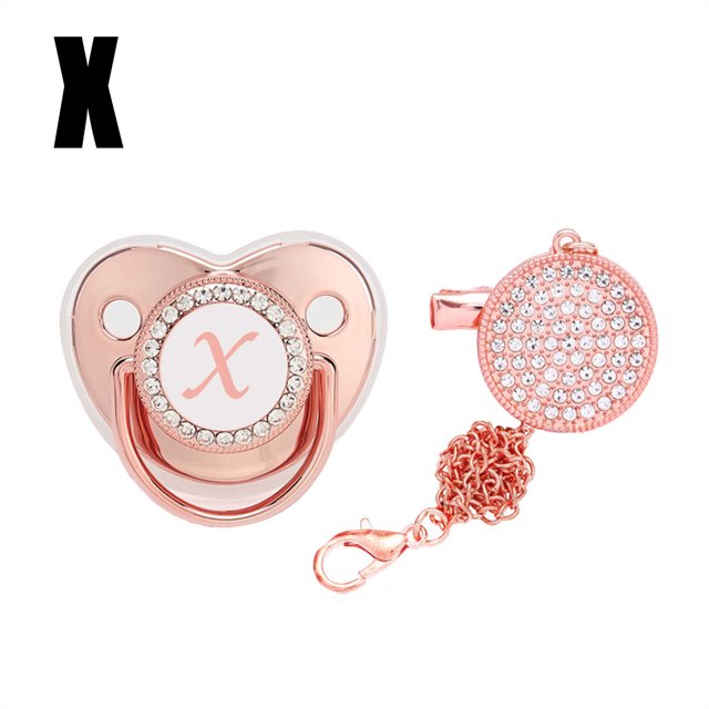 DPTALR Baby Pacifier 26 Letter Name Initial Clip Silicone Infant Nipple Bling Newborn Pacifier