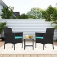 thumbnail image 2 of FDW 3-Piece Wicker Patio Furniture Set, Outdoor Rattan Conversation Bistro Set for Backyard, Porch, Poolside & Lawn, Blue, 2 of 7