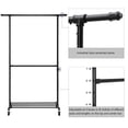 thumbnail image 4 of SONGMICS Industrial Style Clothes Garment Rack on Wheels, Double Hanging Rod Metal Clothing Rack, Heavy Duty Commercial Display, Black UHSR62BK, 4 of 5
