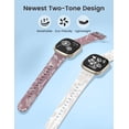 thumbnail image 2 of Wearlizer 2 Packs Compatible with Fitbit Versa 4 Bands/Versa 3 Bands/Sense 2 Bands/Sense Bands for Women, Pretty Two-tone Floral Engraved Silicone Straps, Cute Flower Pattern Sport Wristband Bracelets, 2 of 6