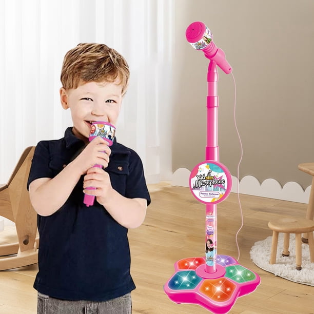 Microphone de karaoké pour enfants, avec lumières colorées, son clair