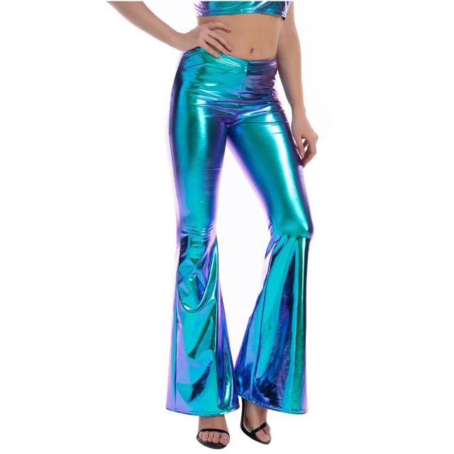 Pantalon à Taille Élastique pour Femmes Pantalon Évasé Style Boîte de Nuit pour Femmes Pantalon Moulant Micro Extensible Multicolore Pantalon Taille Haute pour Femmes Pantalon pour Femmes à Taille Élastique