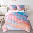 thumbnail image 1 of YST Rainbow Gradient 7-Piece Bedding Set, Blue Marble Full Bedding Sets, Pink Blue Galaxy Comforter Set, 7pcs, 1 of 4