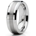 thumbnail image 2 of Mens Tungsten Ring Brushed Wedding Band Silvertone Comfort-fit 8MM, 2 of 3