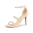 thumbnail image 1 of BLISSFUL STEP Women's Shoes Rhinestone Stiletto Heel Ankle Strap Sandals Beige 5, 1 of 8