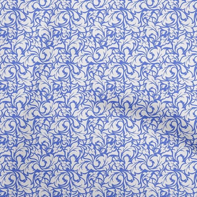 oneOone Rayon White & Blue Fabric Florals Fabric For Sewing Printed Craft Fabric By The Yard 56 Inch Wide-RX