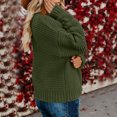 thumbnail image 3 of Ladies Winter Fashion Coat Cable Knitted Warm Outer Coat Mid Length Trench Coat Crew Neck Knitwear Solid Color Overcoat Long Sleeve Open Front Cardigan, 3 of 6