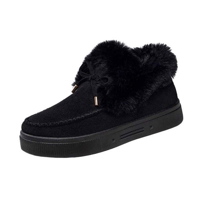 Bottes de Neige pour Femmes Hiver Décontractées Intérieur Extérieur Chaudes Doublées en Molleton Doublées de Velours