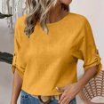 thumbnail image 2 of Yanlir Débardeur d'Été pour Femme à Manches Trois Quarts, Col Rond, Uni, Confortable, Décontracté, Sans Manches, Blouse Légère et Extensible, Yoga, Tenue Sportive (Jaune, M), 2 of 4